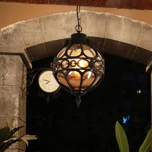 Bazi Globe Cage Outdoor Pendant Light Black | Celestre