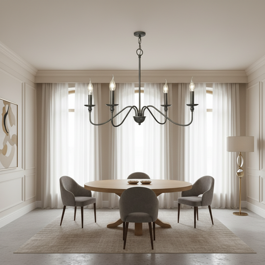 Levni Retro American Style Chandelier Black 4 Heads | Celestre