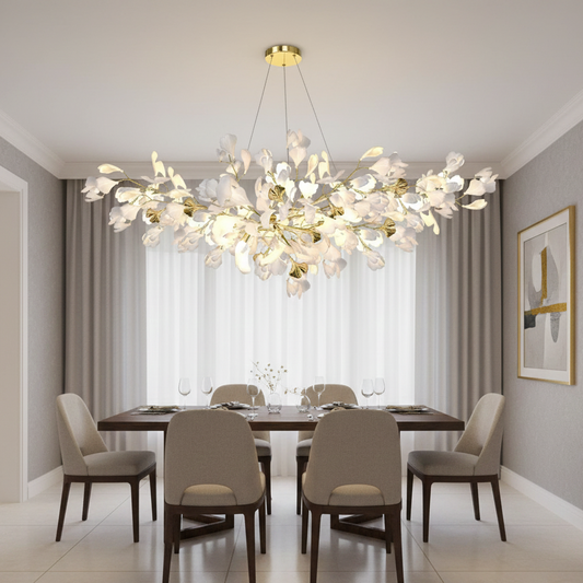Sevra Gingko Leaf Ceramic Chandelier L 100 cm | Celestre
