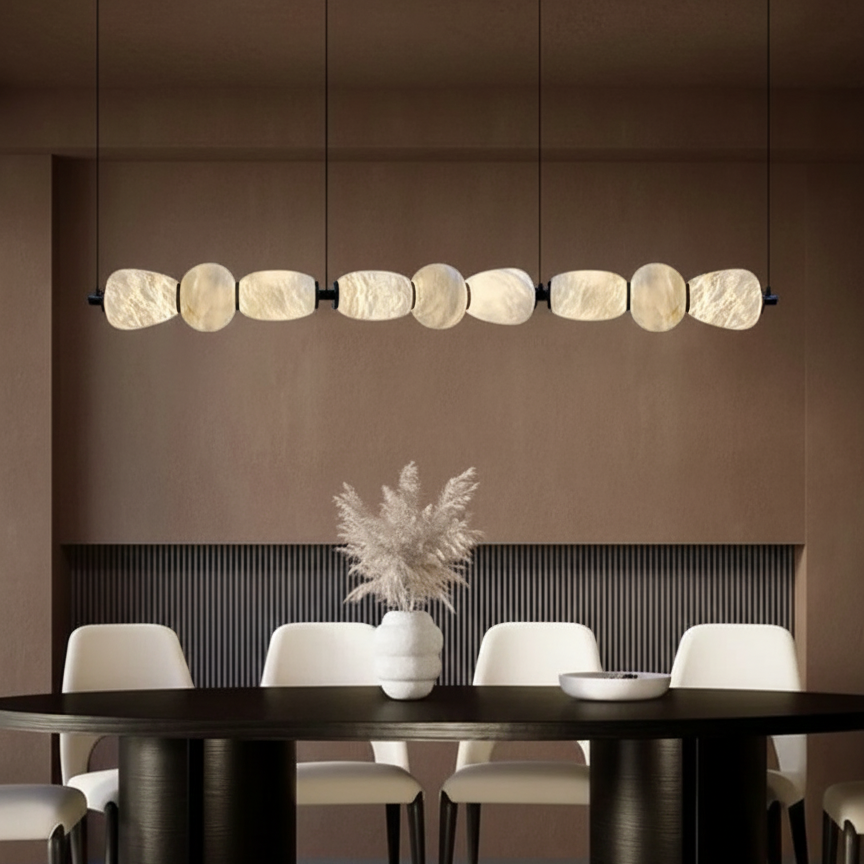 Zilo Linear Alabaster Chandelier 9 Lights | Celestre