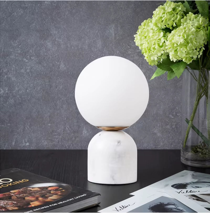 Alor Marble Dome Bedside Lamp White | Celestre