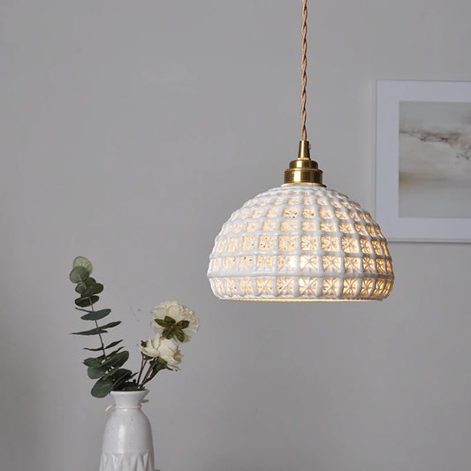 Brio Ceramic Reticulated Pendant Light Single Head | Celestre