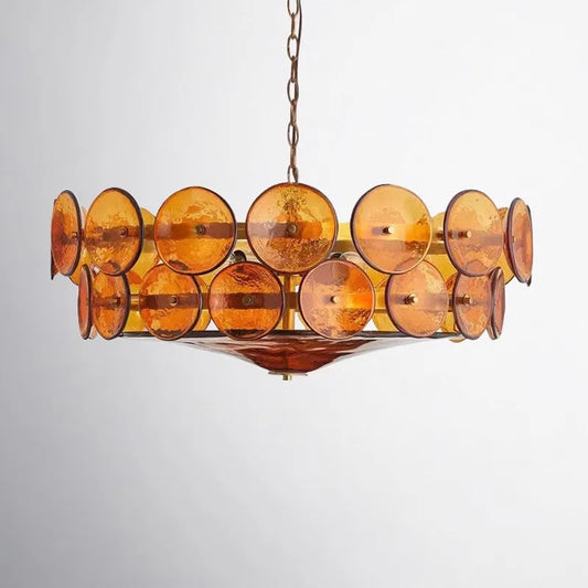 Evian Mid Century Glass Chandelier Orange | Celestre