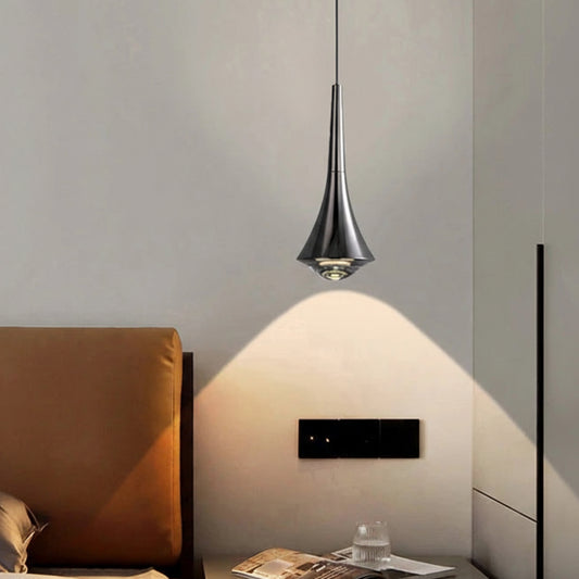 Rozi Teardrop Funnel Pendant Light Pearl Black | Celestre