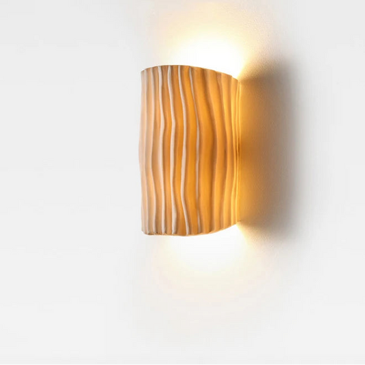 Kyra Fluted Wavy Bi Directional Wall Light Yellow | Celestre