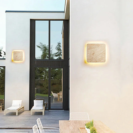 Geli Travertine Square Outdoor Wall Light | Celestre