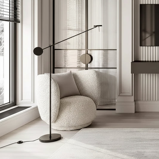 Zira Swing Arm Disc Floor Lamp | Celestre