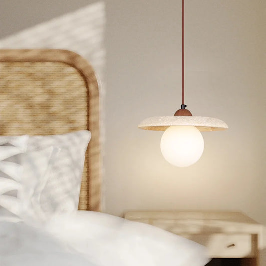 Fely Travertine Disc Globe Pendant Light | Celestre