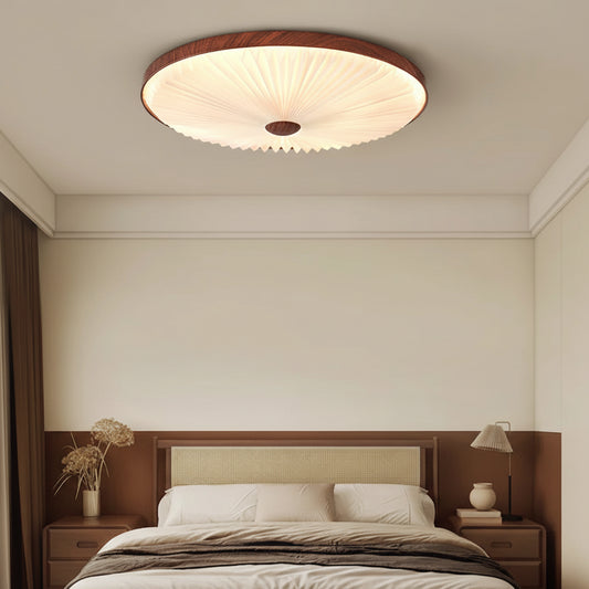 Kivi Round Pleated Ceiling Light Walnut D 50 cm | Celestre