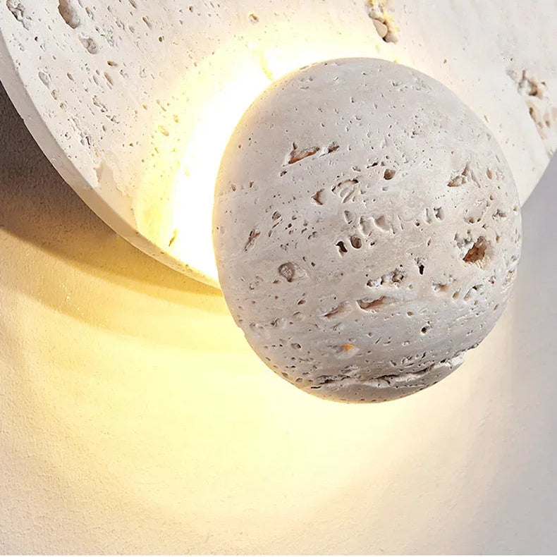 Dever Travertine Disk Wall Light | Celestre