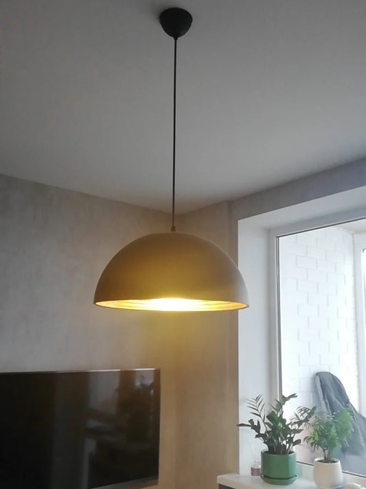 Orvi Scandinavian Aluminium Gold Lined Dome Pendant Light | Celestre