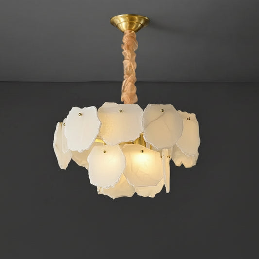Tiva Round Alabaster Layered Chandelier D 45 cm | Celestre