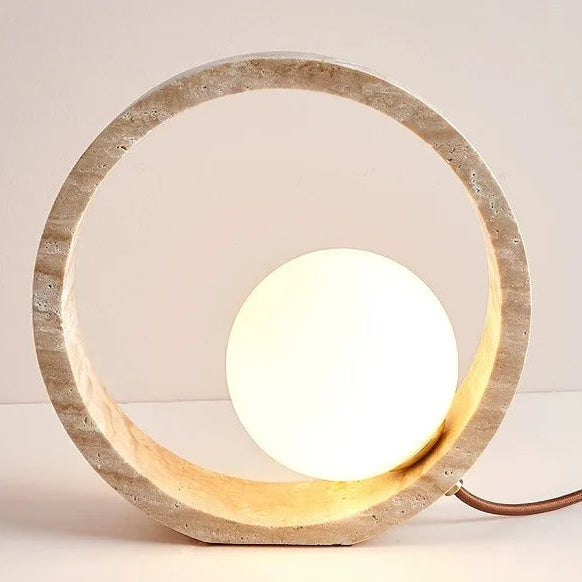 Neli Nordic Travertine Ring Table Lamp | Celestre