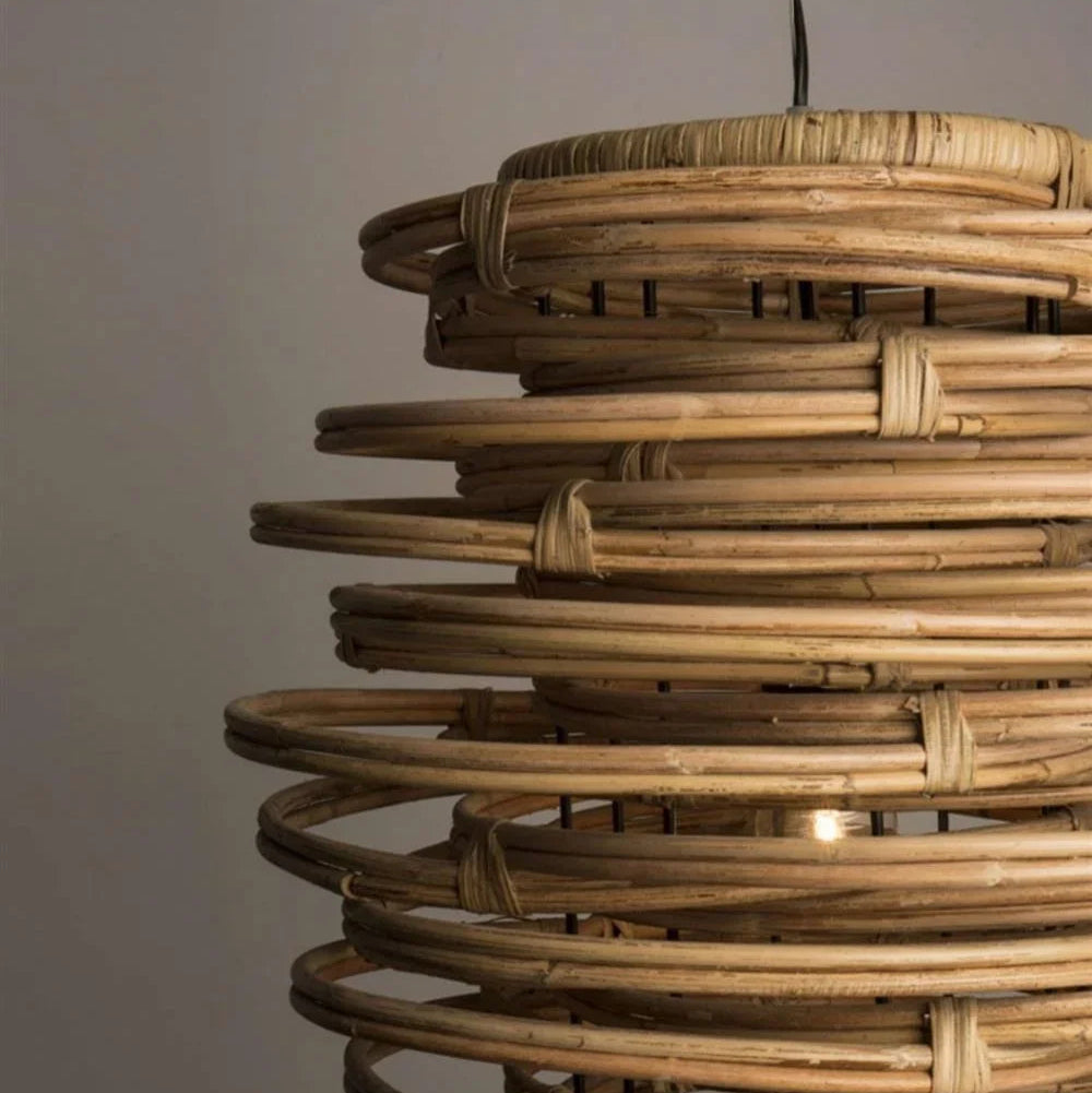 Tyzi Spiral Rattan Pendant Light | Celestre