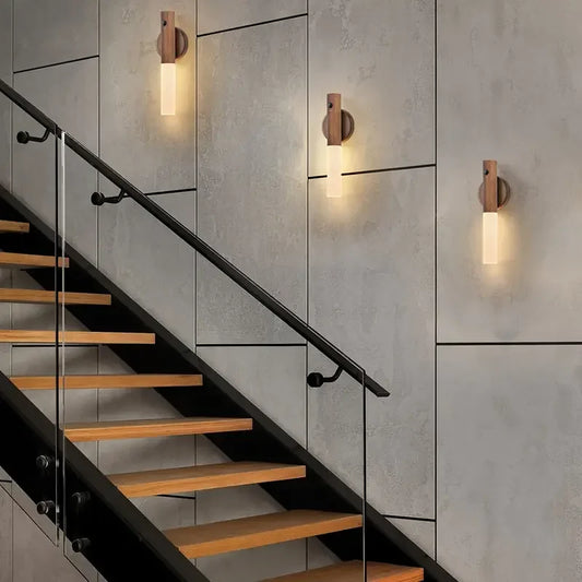 Avrel Motion Sensor LED Wall Light Walnut 3 Pcs | Celestre