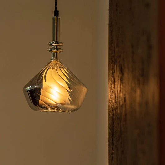 Bezi Diamond Spiral Ribbed Pendant Light | Celestre
