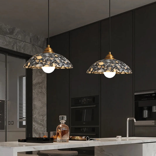 Fova Marble Spliced Bowl Pendant Light | Celestre