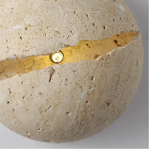 Eris Travertine Cracked Sphere Wall Light | Celestre
