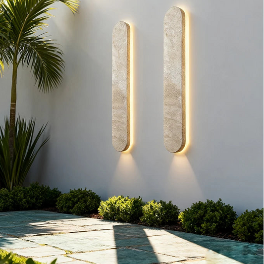 Sile Oblong Travertine Outdoor Wall Light H 120 cm | Celestre