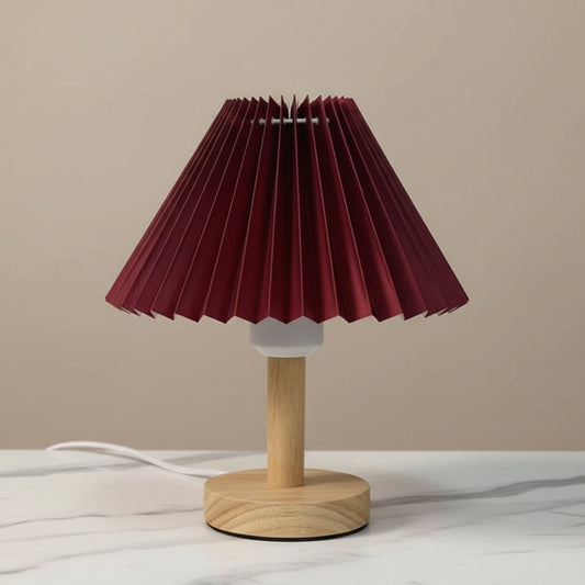 Hira Japandi Pleated Table Lamp Red | Celestre