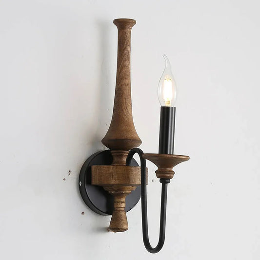 Navo Rustic Wood Spindle Wall Light Single Head | Celestre
