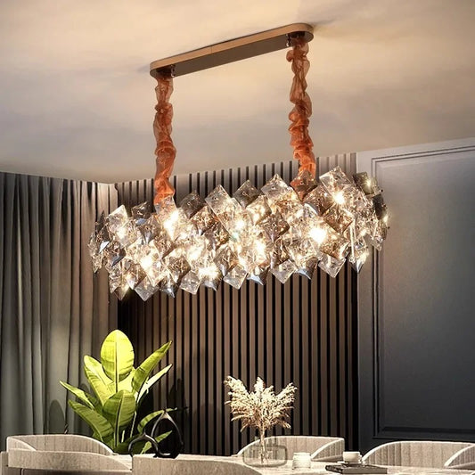 Bella Shingled Crystal Linear Chandelier L 80 cm | Celestre