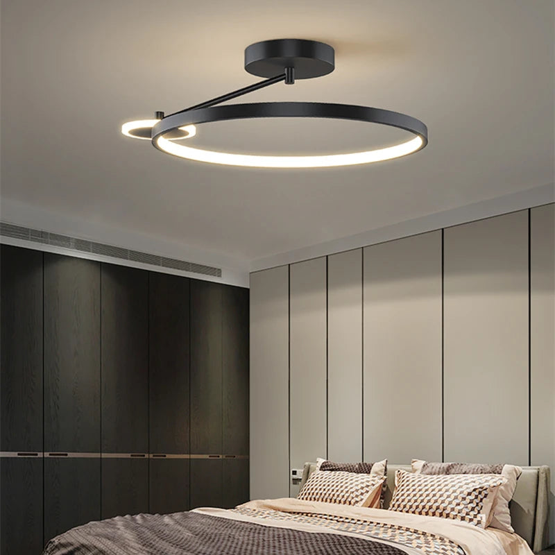 Velta Double Ring Ceiling Light Black | Celestre