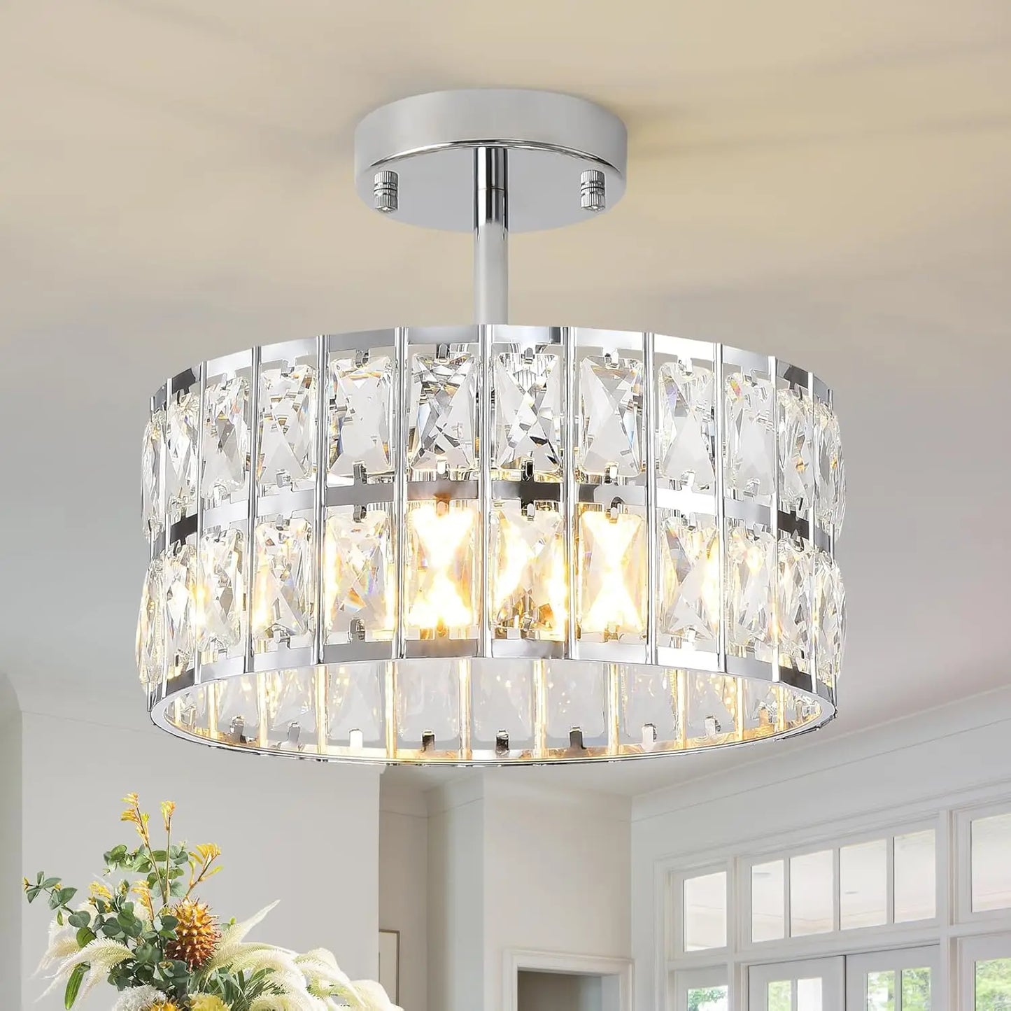 Dore Crystal Round Ceiling Light | Celestre