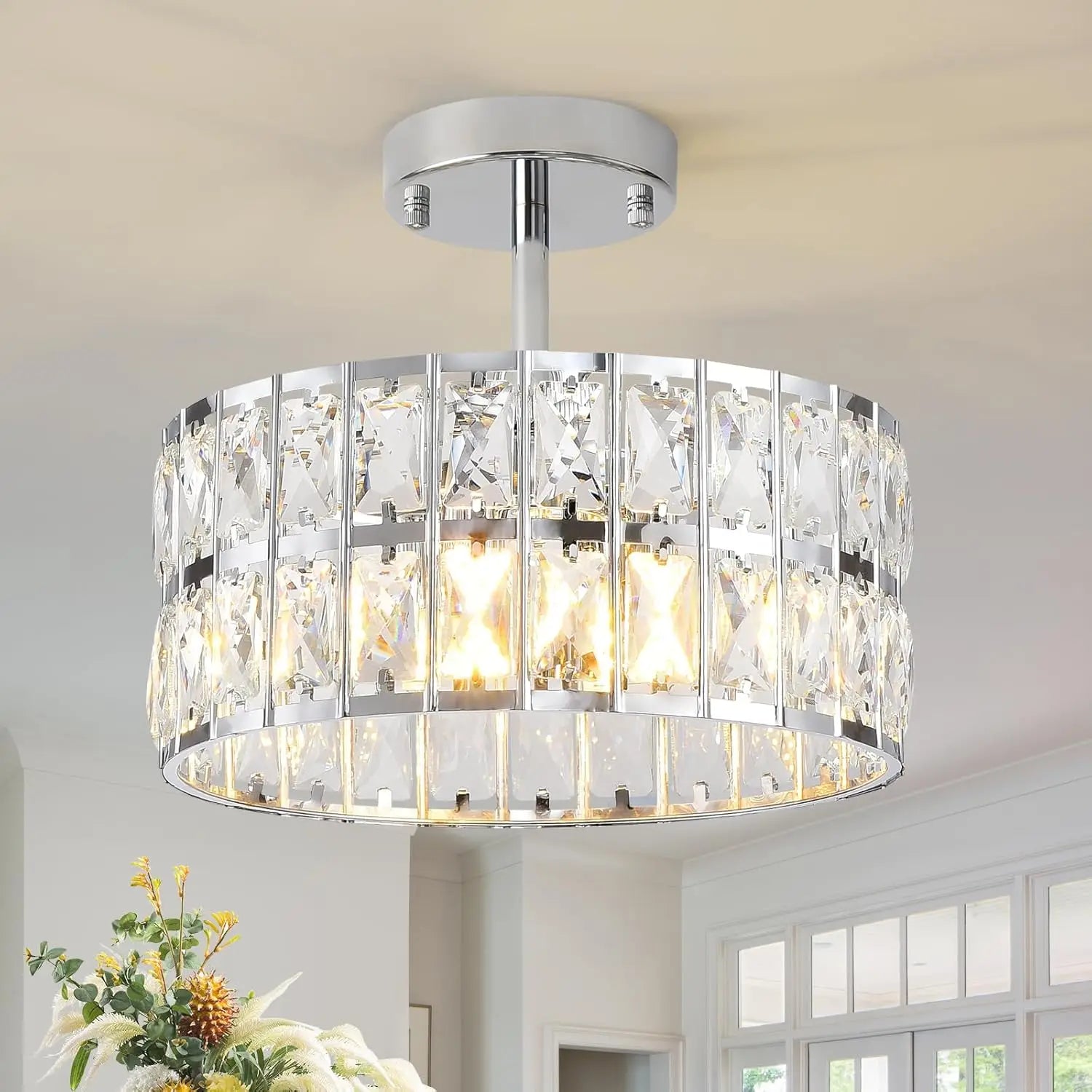 Dore Crystal Round Ceiling Light | Celestre