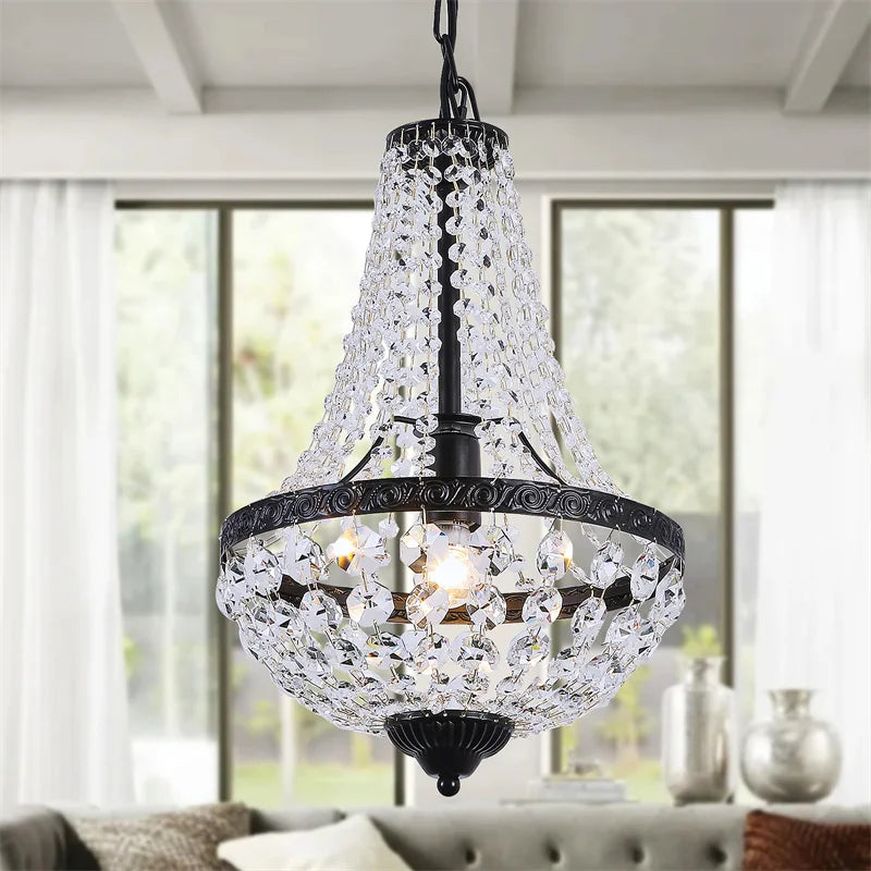 Duno Crystal Basket Chandelier Black | Celestre