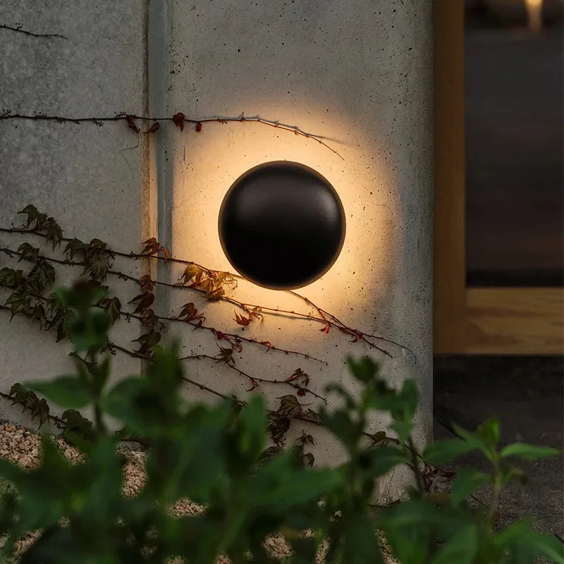 Bria Exterior Round Wall Light Black | Celestre