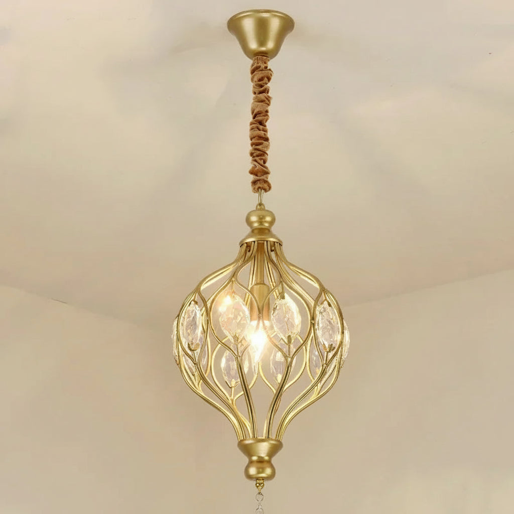 Ciro Crystal Caged Pendant Light Gold 1 Light | Celestre