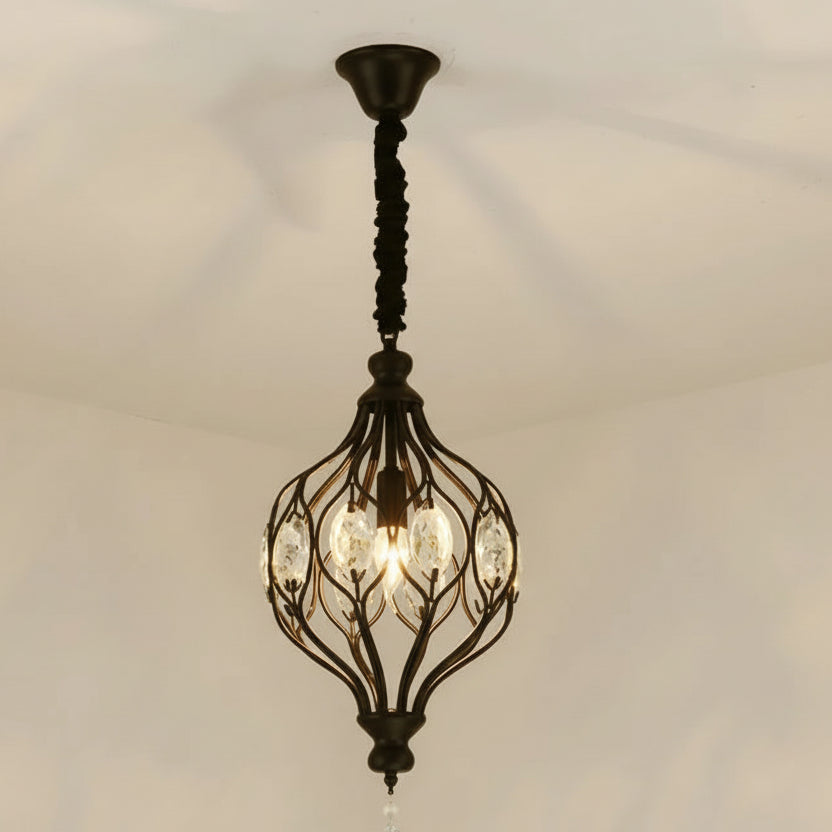 Ciro Crystal Caged Pendant Light Black 1 Light | Celestre
