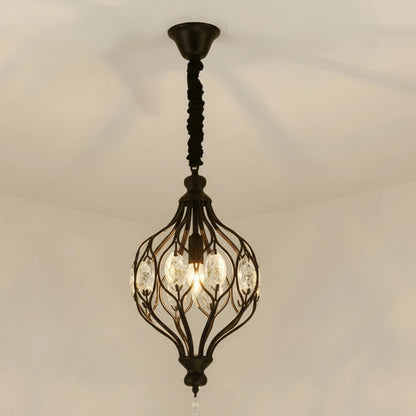 Ciro Crystal Caged Pendant Light Black 1 Light | Celestre