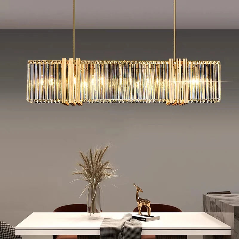 Bira Linear Fringe Crystal Chandelier L 100 cm 6 Lights | Celestre