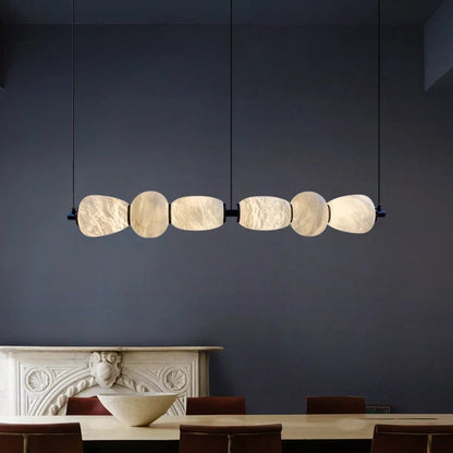 Art Deco Natural Marble Black Chrome Designer LED Hanging Lamps Lustre Alabaster Pendant Lamp.Pendant Light For Dinning Room | Celestre