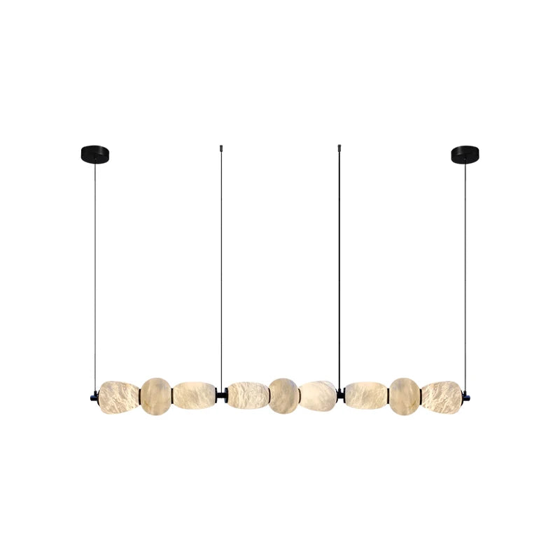 Art Deco Natural Marble Black Chrome Designer LED Hanging Lamps Lustre Alabaster Pendant Lamp.Pendant Light For Dinning Room | Celestre