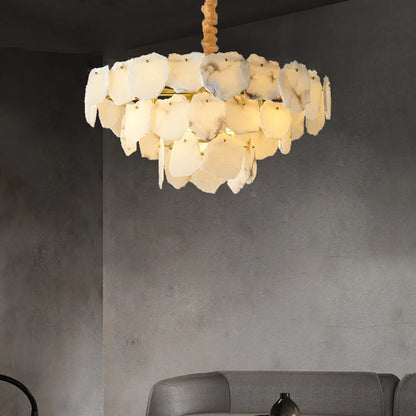 Tiva Round Alabaster Layered Chandelier D 80 cm | Celestre