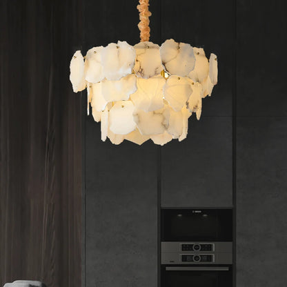 Tiva Round Alabaster Layered Chandelier D 60 cm | Celestre