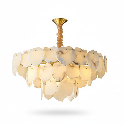 Tiva Round Alabaster Layered Chandelier | Celestre