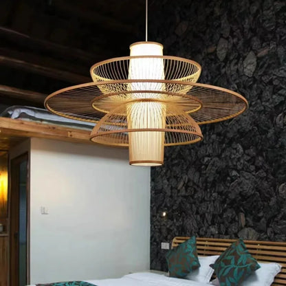 Suro Tiered Woven Drum Pendant Light | Celestre