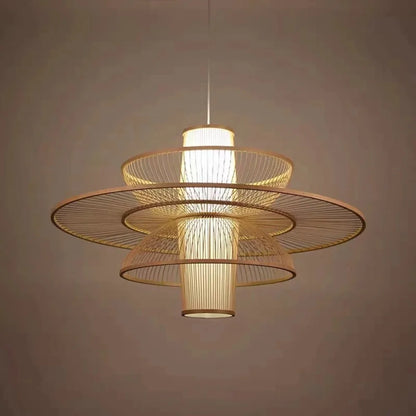 Suro Tiered Woven Drum Pendant Light Default | Celestre