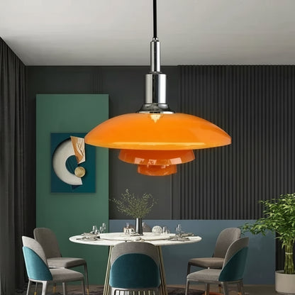 Kelar Nordic Layered Glass Pendant Light Chrome Orange | Celestre