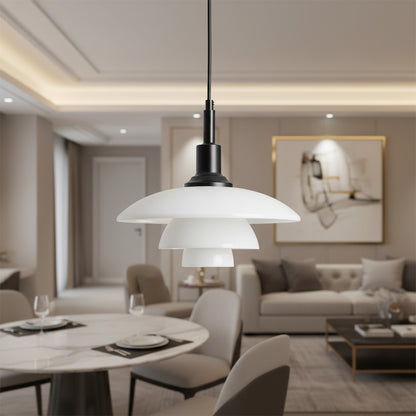 Kelar Nordic Layered Glass Pendant Light Black White | Celestre