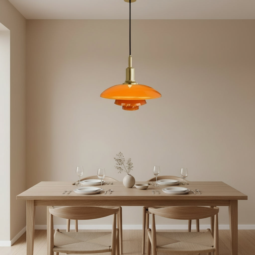 Kelar Nordic Layered Glass Pendant Light Golden Orange | Celestre