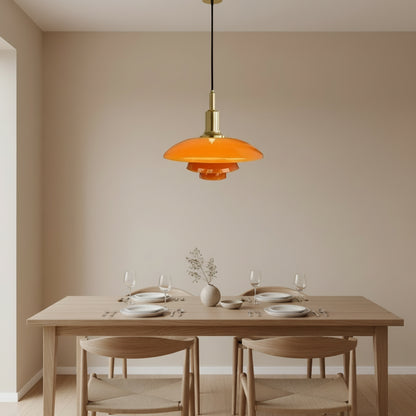 Kelar Nordic Layered Glass Pendant Light Golden Orange | Celestre