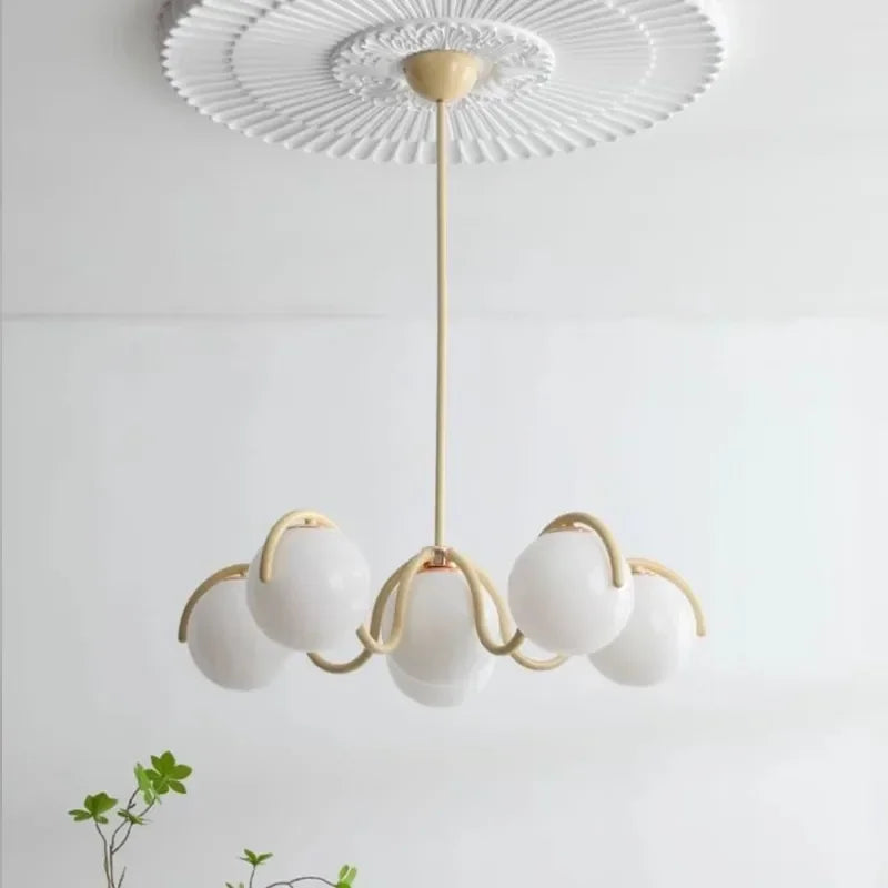 Veila French Round Glass Chandelier Cream | Celestre