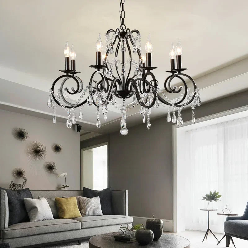Ember Vintage Black Crystal Chandelier 6 Heads | Celestre