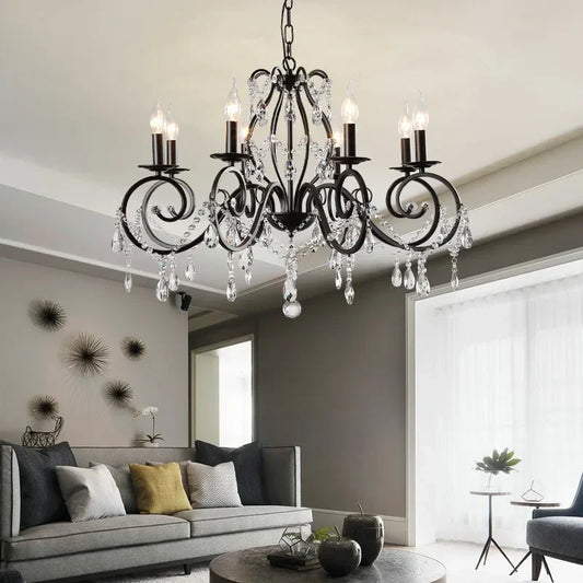Ember Vintage Black Crystal Chandelier 6 Heads | Celestre