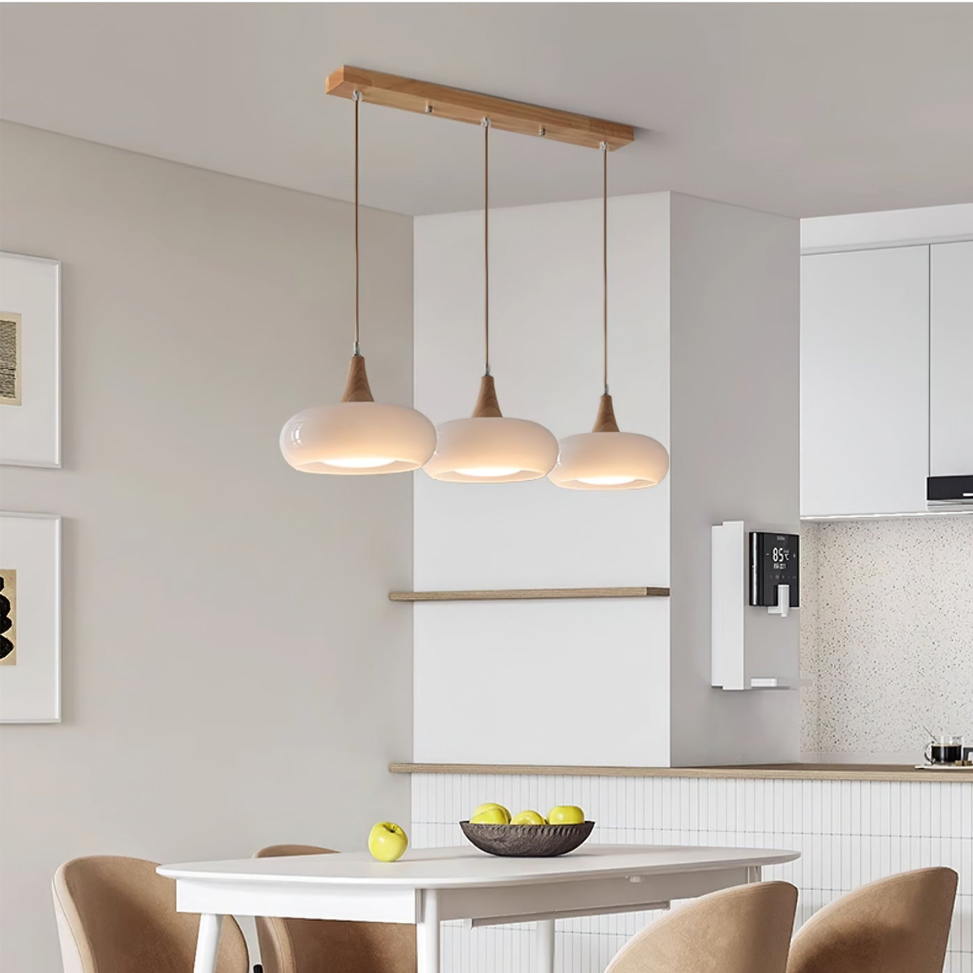 Maison Glass Pendant Light White 3 Heads | Celestre
